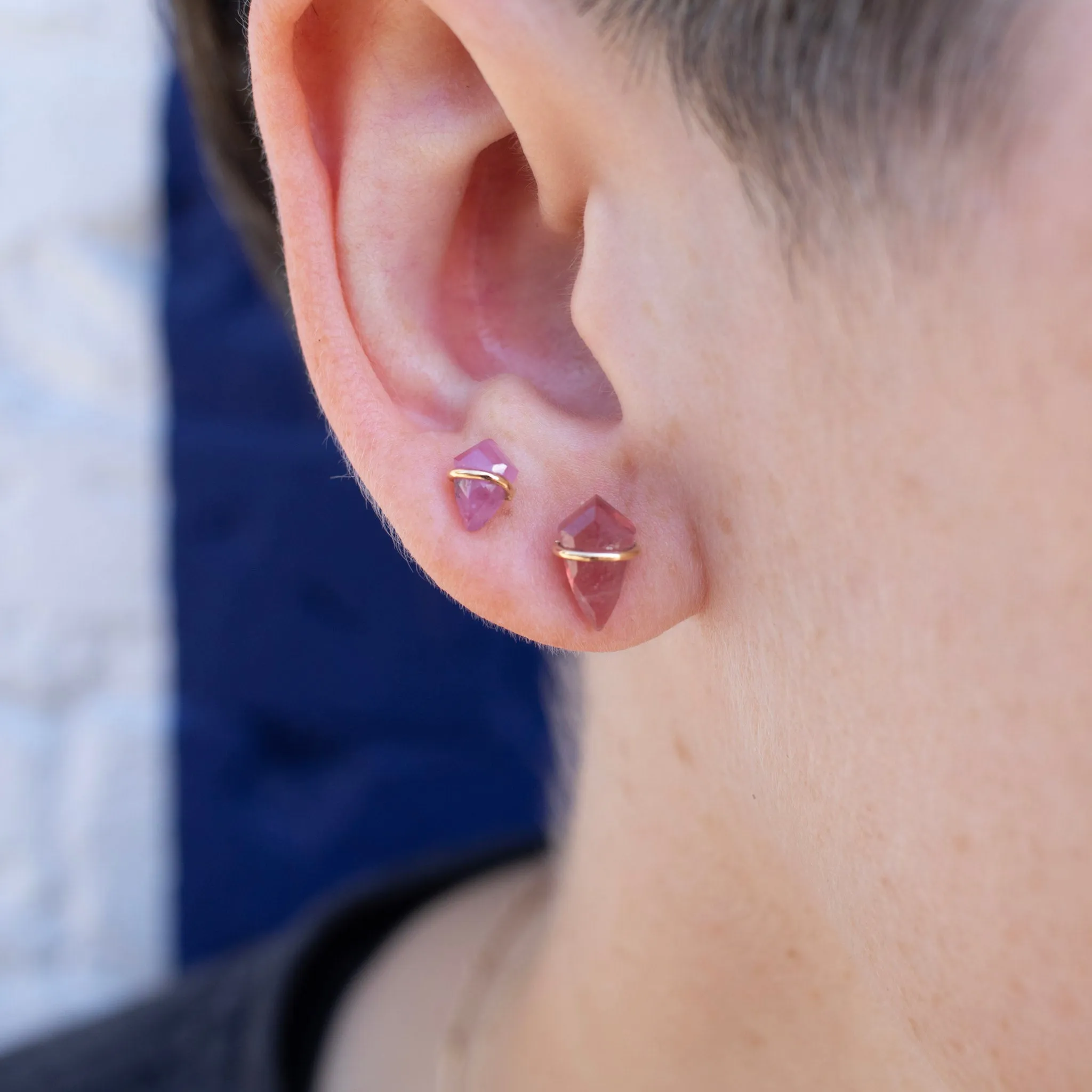 18K Kite Stud Earrings in Ruby