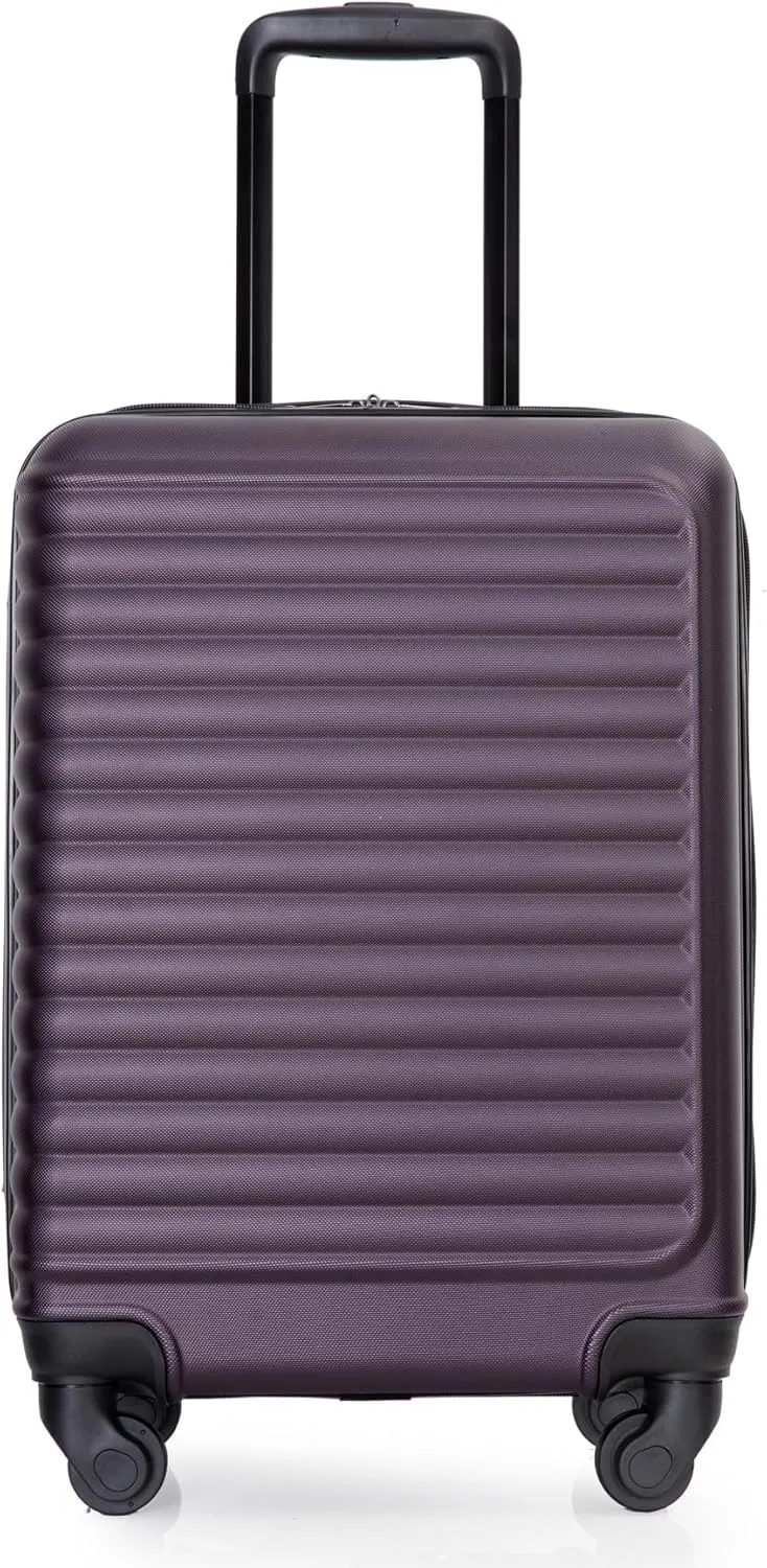 20" Lightweight Carry-On Luggage with Spinner Wheels, Durable ABS Material, Spacious Interior, Purple