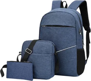 3PCS Men's Computer Backpack, Laptop Backpacks Outdoor Travel Bag, College Computer Bag for Women & Men