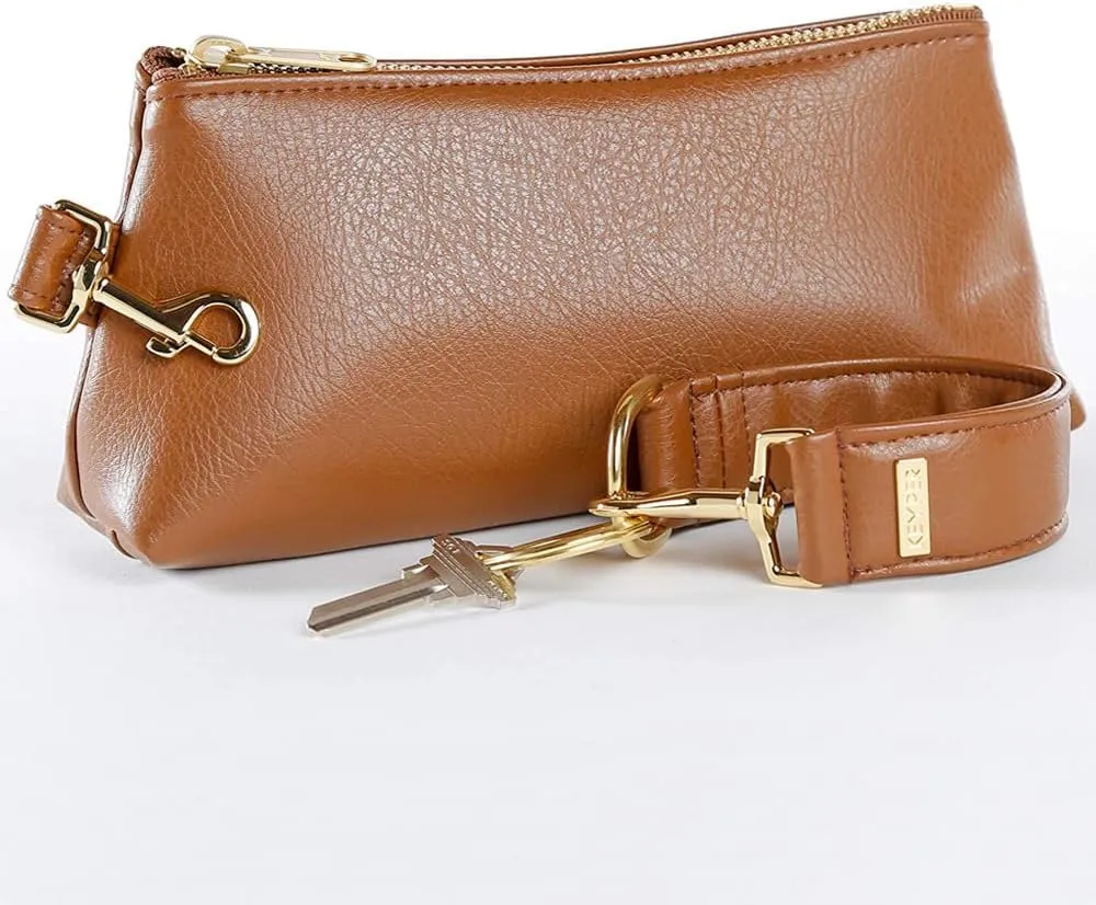 4-Piece Wristlet Set - Key Ring Bracelet & 3 Womens Bags Womens Faux Leather Purses & Handbags Classic Clutch Purse