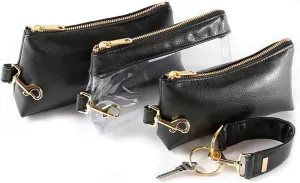 4-Piece Wristlet Set - Key Ring Bracelet & 3 Womens Bags Womens Faux Leather Purses & Handbags Classic Clutch Purse
