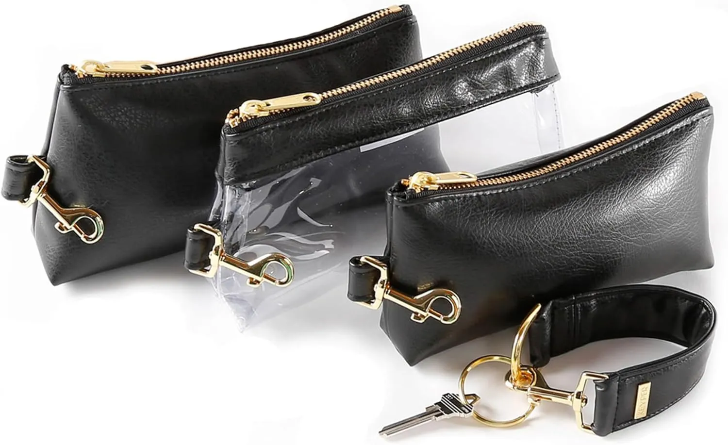4-Piece Wristlet Set - Key Ring Bracelet & 3 Womens Bags Womens Faux Leather Purses & Handbags Classic Clutch Purse