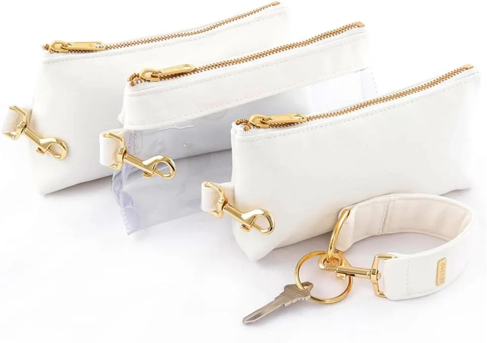 4-Piece Wristlet Set - Key Ring Bracelet & 3 Womens Bags Womens Faux Leather Purses & Handbags Classic Clutch Purse
