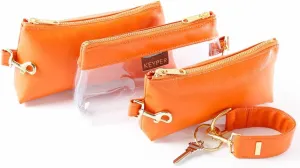4-Piece Wristlet Set - Key Ring Bracelet & 3 Womens Bags Womens Faux Leather Purses & Handbags Classic Clutch Purse