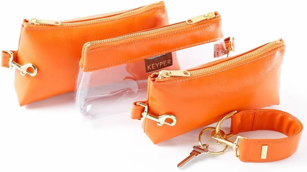 4-Piece Wristlet Set - Key Ring Bracelet & 3 Womens Bags Womens Faux Leather Purses & Handbags Classic Clutch Purse