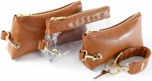 4-Piece Wristlet Set - Key Ring Bracelet & 3 Womens Bags Womens Faux Leather Purses & Handbags Classic Clutch Purse