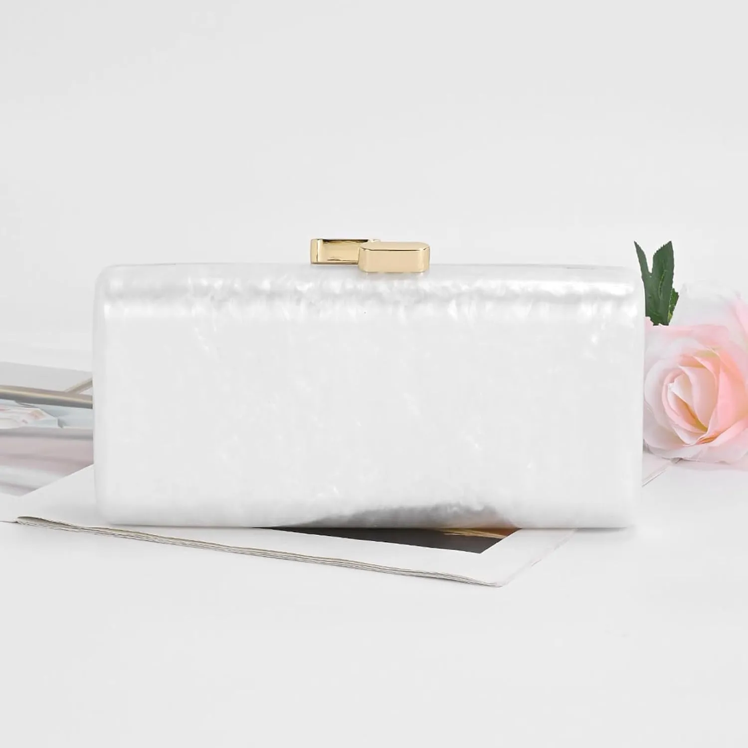 Acrylic Clutch Purse,Shell Wedding Guest Dresses For Women Pearl Handbag Bride Evening Clutches Shoulder Crossbody