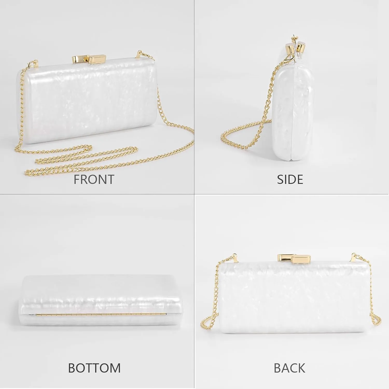 Acrylic Clutch Purse,Shell Wedding Guest Dresses For Women Pearl Handbag Bride Evening Clutches Shoulder Crossbody