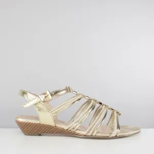 ACTON Ladies Strappy Wedge Sandals Gold