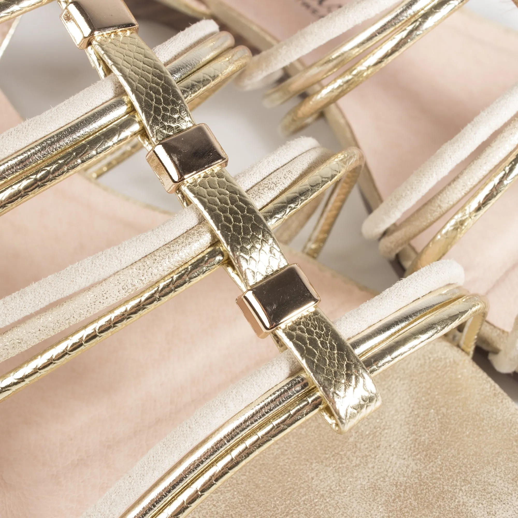 ACTON Ladies Strappy Wedge Sandals Gold