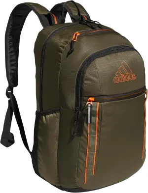 adidas Excel Backpack, Durable Large Athletic Laptop Bag, Olive Strata Green/Black/Impact Orange, One Size