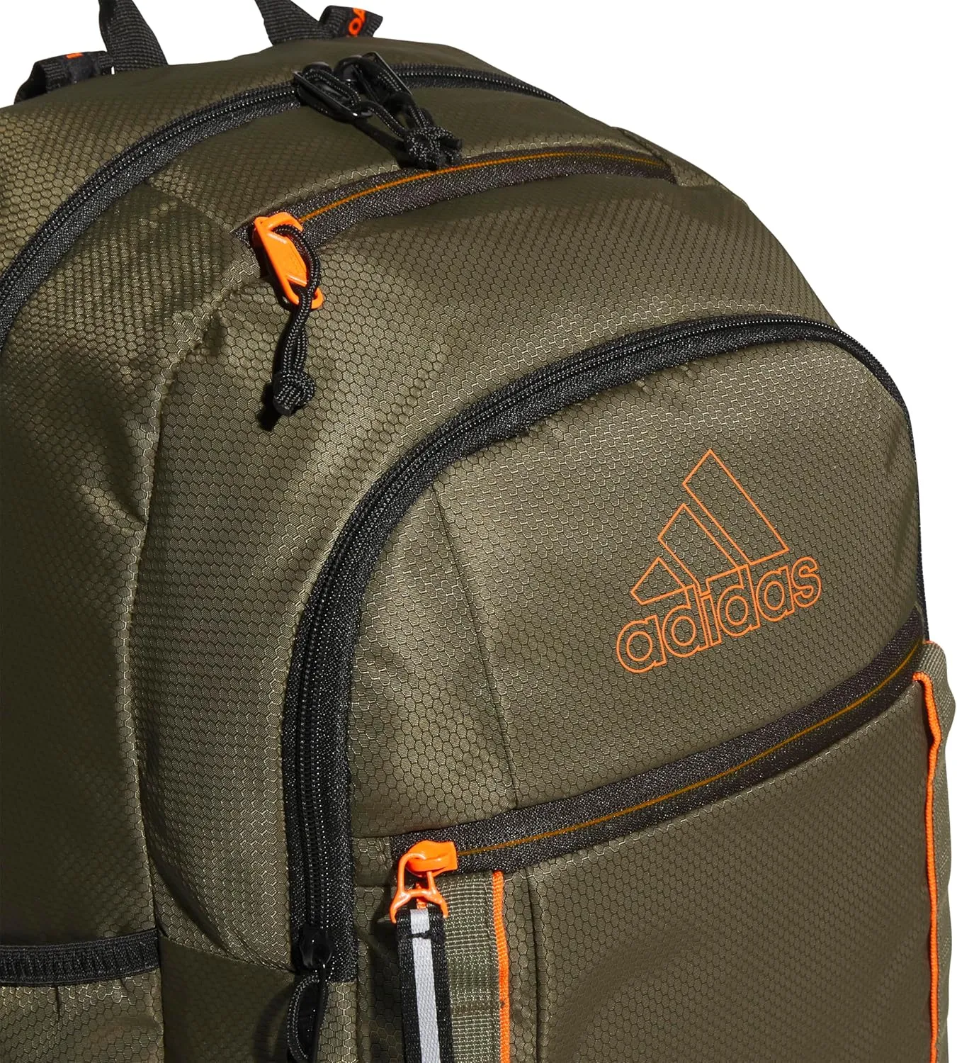 adidas Excel Backpack, Durable Large Athletic Laptop Bag, Olive Strata Green/Black/Impact Orange, One Size