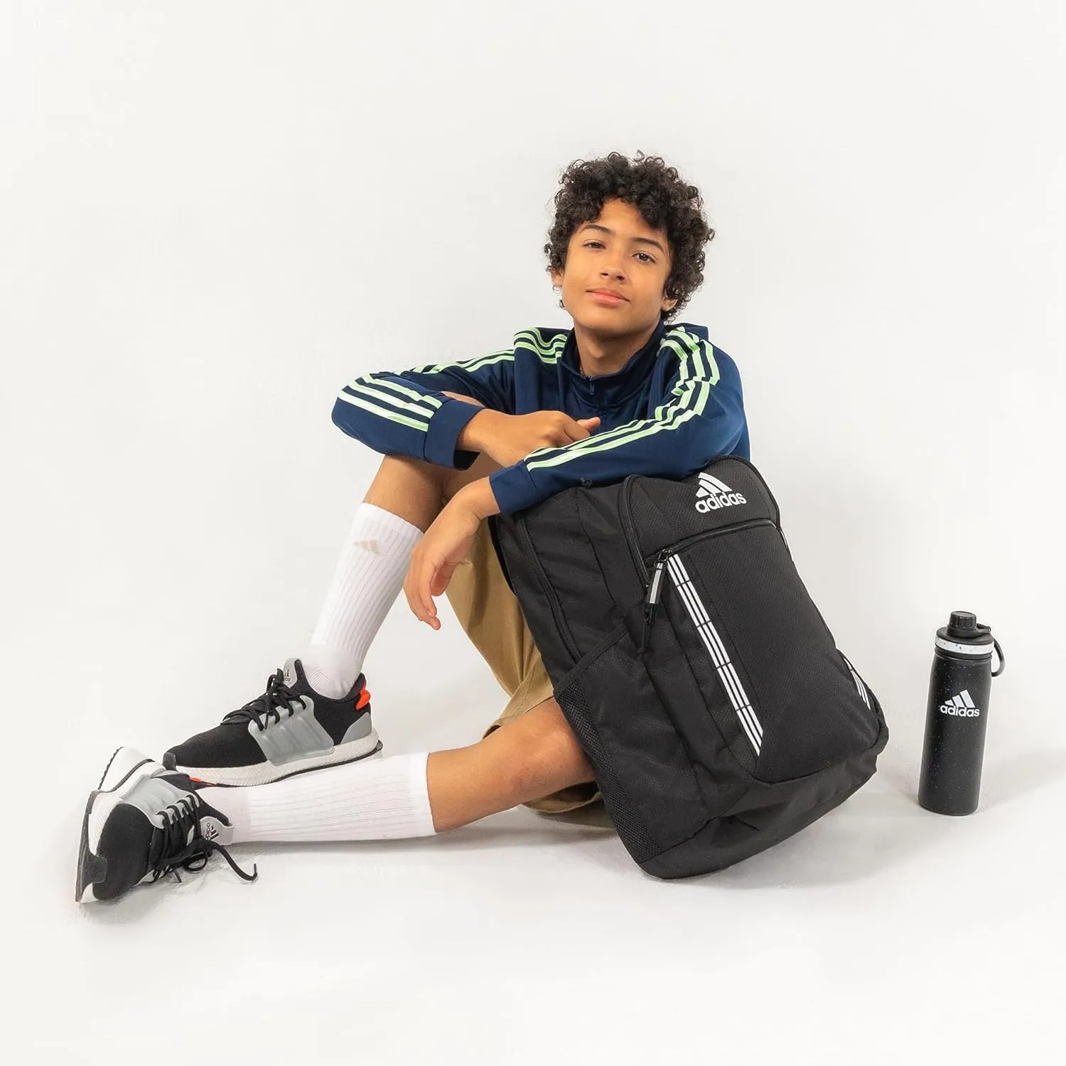 adidas Excel Backpack, Durable Large Athletic Laptop Bag, Olive Strata Green/Black/Impact Orange, One Size