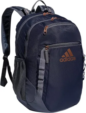 adidas Excel Backpack, Durable Large Athletic Laptop Bag, Shadow Navy/Onix Grey/Rose Gold, One Size