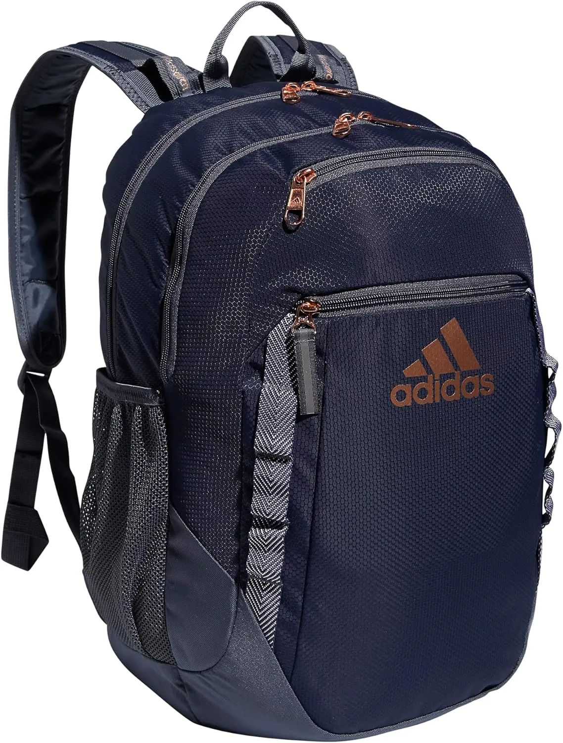 adidas Excel Backpack, Durable Large Athletic Laptop Bag, Shadow Navy/Onix Grey/Rose Gold, One Size