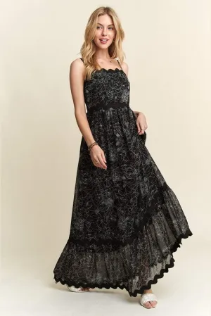 ADORA Floral Adjustable Strap Maxi Cami Dress