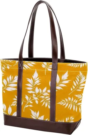 Aesthetic Leaves-589 Tote Bags Durable Leather Canvas Purses and Handbags for Women Top Handle Shoulder Satchel Hobo Bags