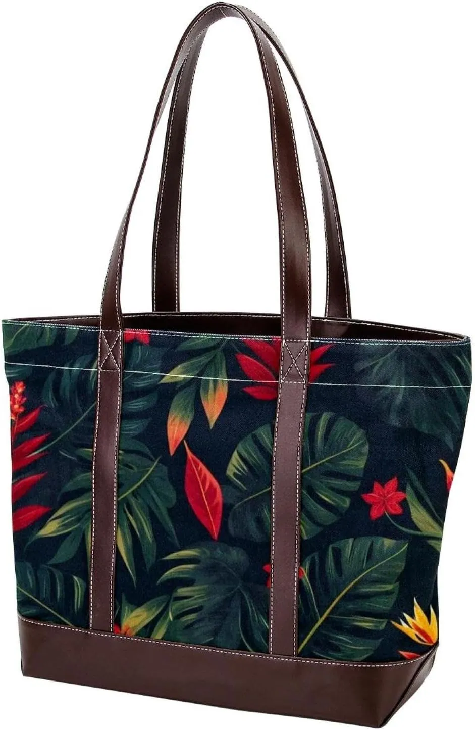 Aesthetic Leaves-658 Tote Bags Durable Leather Canvas Purses and Handbags for Women Top Handle Shoulder Satchel Hobo Bags