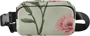 Aesthetic Peach Carnation Fashionable Waist Bag Fanny Pack for Women Men Mini Bum Bag Belt with Adjustable Strap for Travel Running Hiking