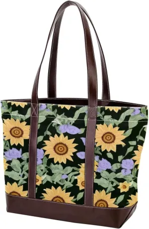 Aesthetic Sunflower-322 Tote Bags Durable Leather Canvas Purses and Handbags for Women Top Handle Shoulder Satchel Hobo Bags