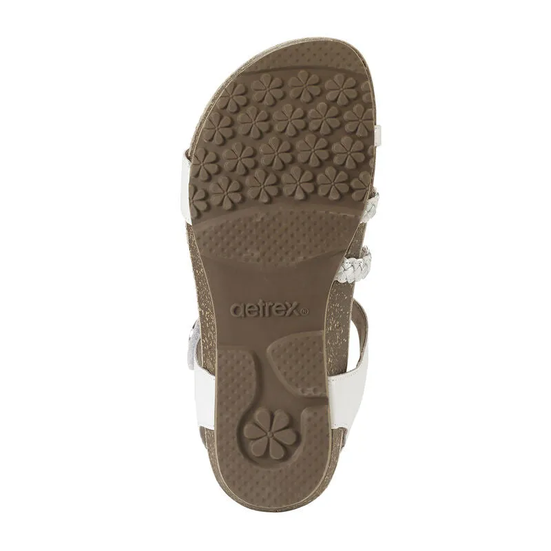 Aetrex Women's Jillian Braided Quarter Strap Sandal - White SC453