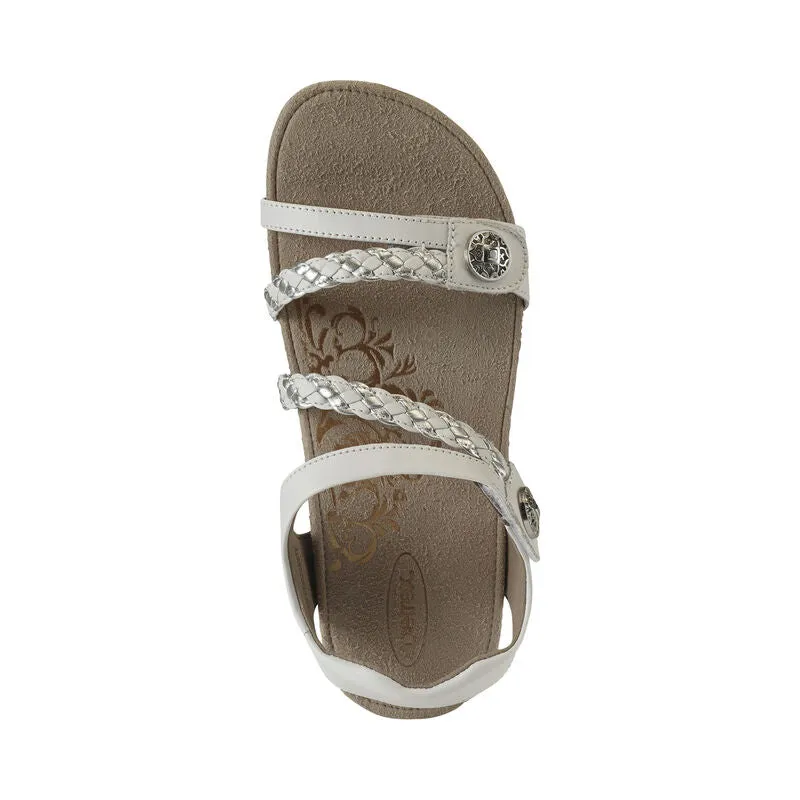 Aetrex Women's Jillian Braided Quarter Strap Sandal - White SC453