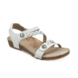 Aetrex Women's Jillian Braided Quarter Strap Sandal - White SC453