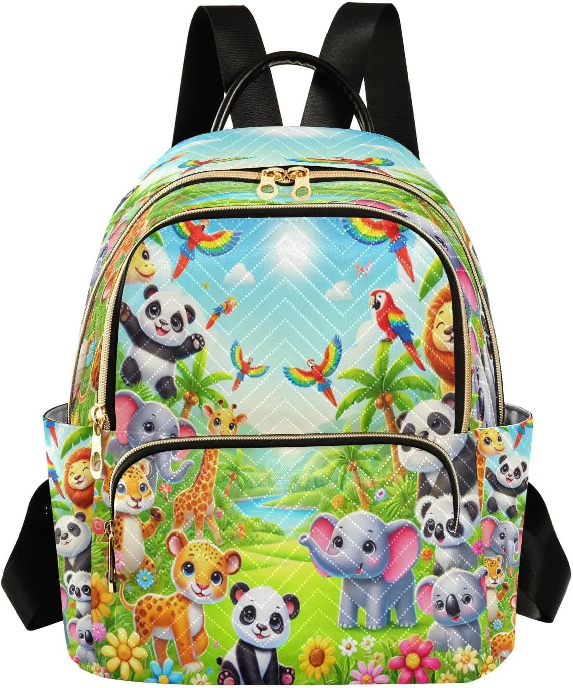Animals Colorful Mini Backpack Purse for Women Small Quilted Bookbag Ladies Shoulder Bags for Work Travel Casual Daypack M
