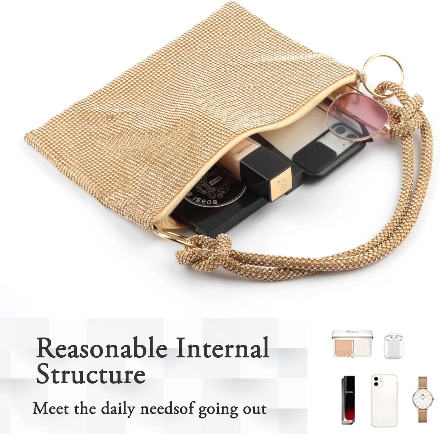 AOYUNHUI Hand Bags Purses for Women Rhinestone Bag Clutch Purses Party Wedding