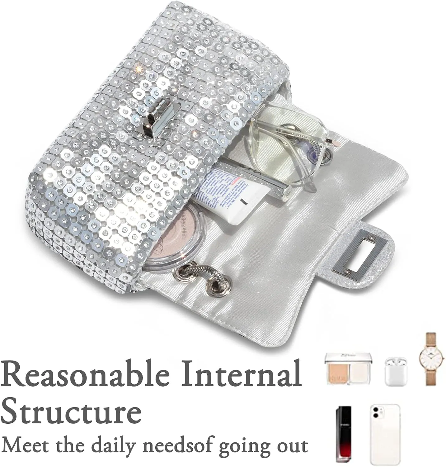 AOYUNHUI Hand Bags Purses for Women Rhinestone Bag Clutch Purses Party Wedding
