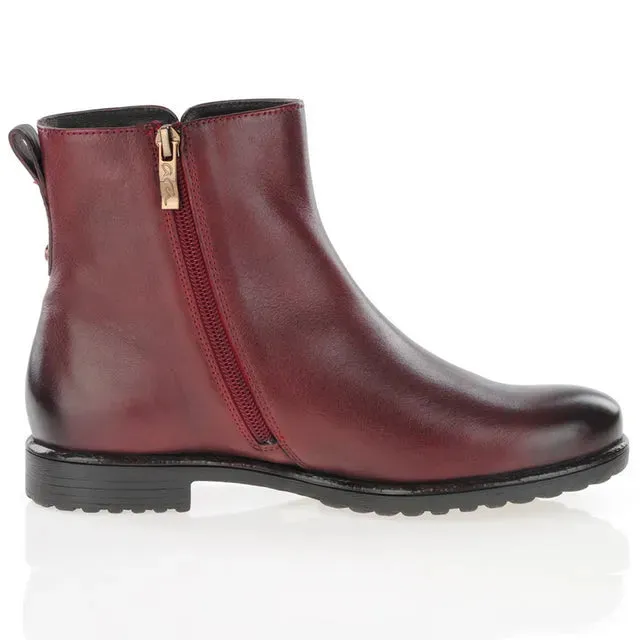Ara Burgundy Leather Ankle Boots with Removable Insole