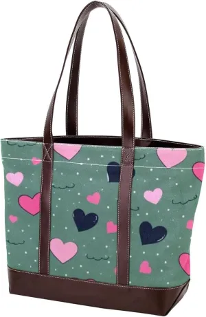 Art Love-1576 Tote Bags Durable Leather Canvas Purses and Handbags for Women Top Handle Shoulder Satchel Hobo Bags