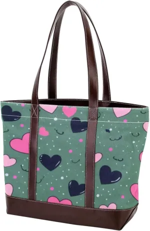 Art Love-1582 Tote Bags Durable Leather Canvas Purses and Handbags for Women Top Handle Shoulder Satchel Hobo Bags