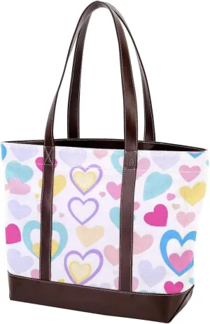 Art Love-1606 Tote Bags Durable Leather Canvas Purses and Handbags for Women Top Handle Shoulder Satchel Hobo Bags