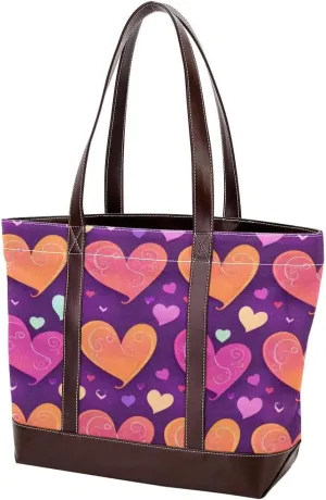 Art Love-1618 Tote Bags Durable Leather Canvas Purses and Handbags for Women Top Handle Shoulder Satchel Hobo Bags