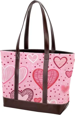 Art Love-1630 Tote Bags Durable Leather Canvas Purses and Handbags for Women Top Handle Shoulder Satchel Hobo Bags