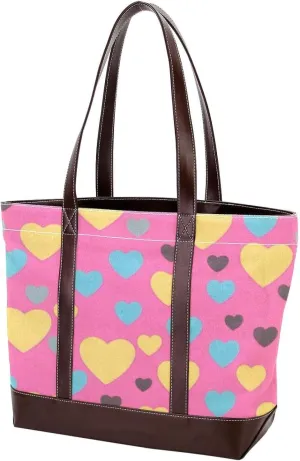 Art Love-1642 Tote Bags Durable Leather Canvas Purses and Handbags for Women Top Handle Shoulder Satchel Hobo Bags