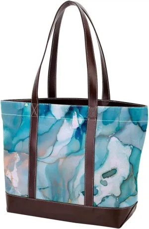 Art Marble-1252 Tote Bags Durable Leather Canvas Purses and Handbags for Women Top Handle Shoulder Satchel Hobo Bags