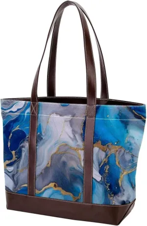Art Marble-1270 Tote Bags Durable Leather Canvas Purses and Handbags for Women Top Handle Shoulder Satchel Hobo Bags