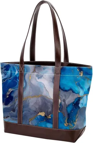 Art Marble-1276 Tote Bags Durable Leather Canvas Purses and Handbags for Women Top Handle Shoulder Satchel Hobo Bags