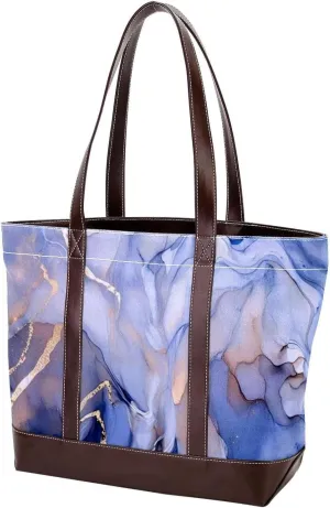 Art Marble-1288 Tote Bags Durable Leather Canvas Purses and Handbags for Women Top Handle Shoulder Satchel Hobo Bags
