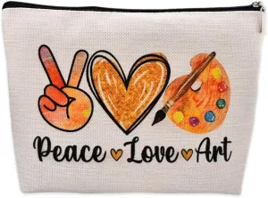 Artist Gifts for Women Makeup Bag Peace Love Art Teacher Gifts Funny Birthday Gifts for Art Lovers Gifts for Girls Artists Woman Cosmetic Bag Painting Supplies Cute Gifts for Mom Daughter Sister