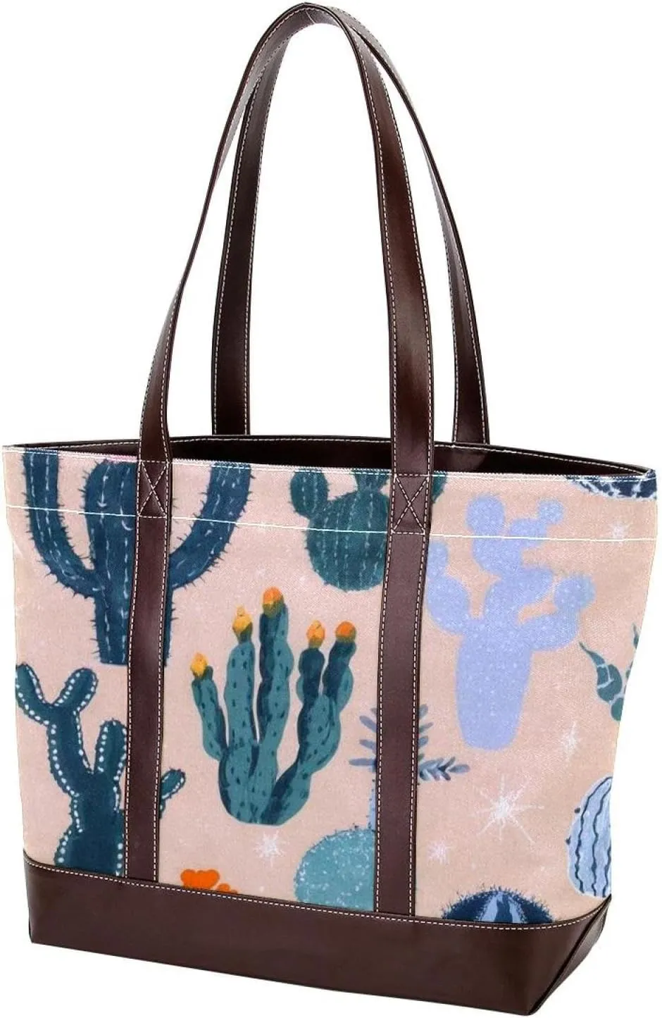 Artistic Cactus-526 Tote Bags Durable Leather Canvas Purses and Handbags for Women Top Handle Shoulder Satchel Hobo Bags