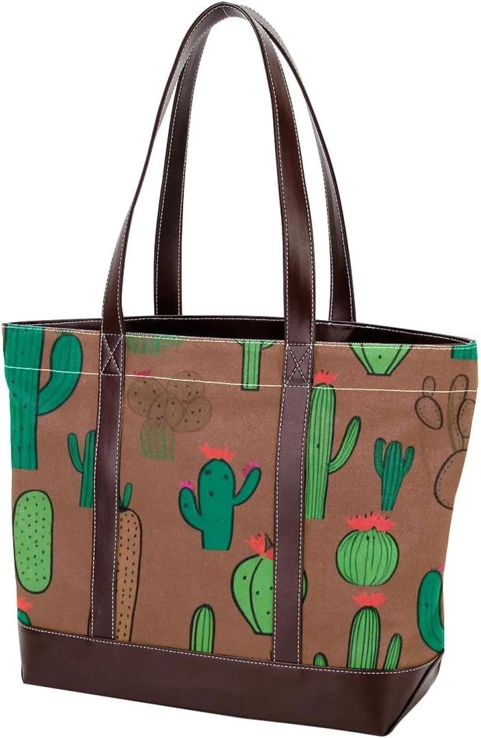 Artistic Cactus-553 Tote Bags Durable Leather Canvas Purses and Handbags for Women Top Handle Shoulder Satchel Hobo Bags