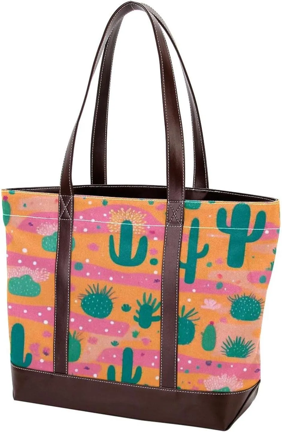Artistic Cactus-562 Tote Bags Durable Leather Canvas Purses and Handbags for Women Top Handle Shoulder Satchel Hobo Bags