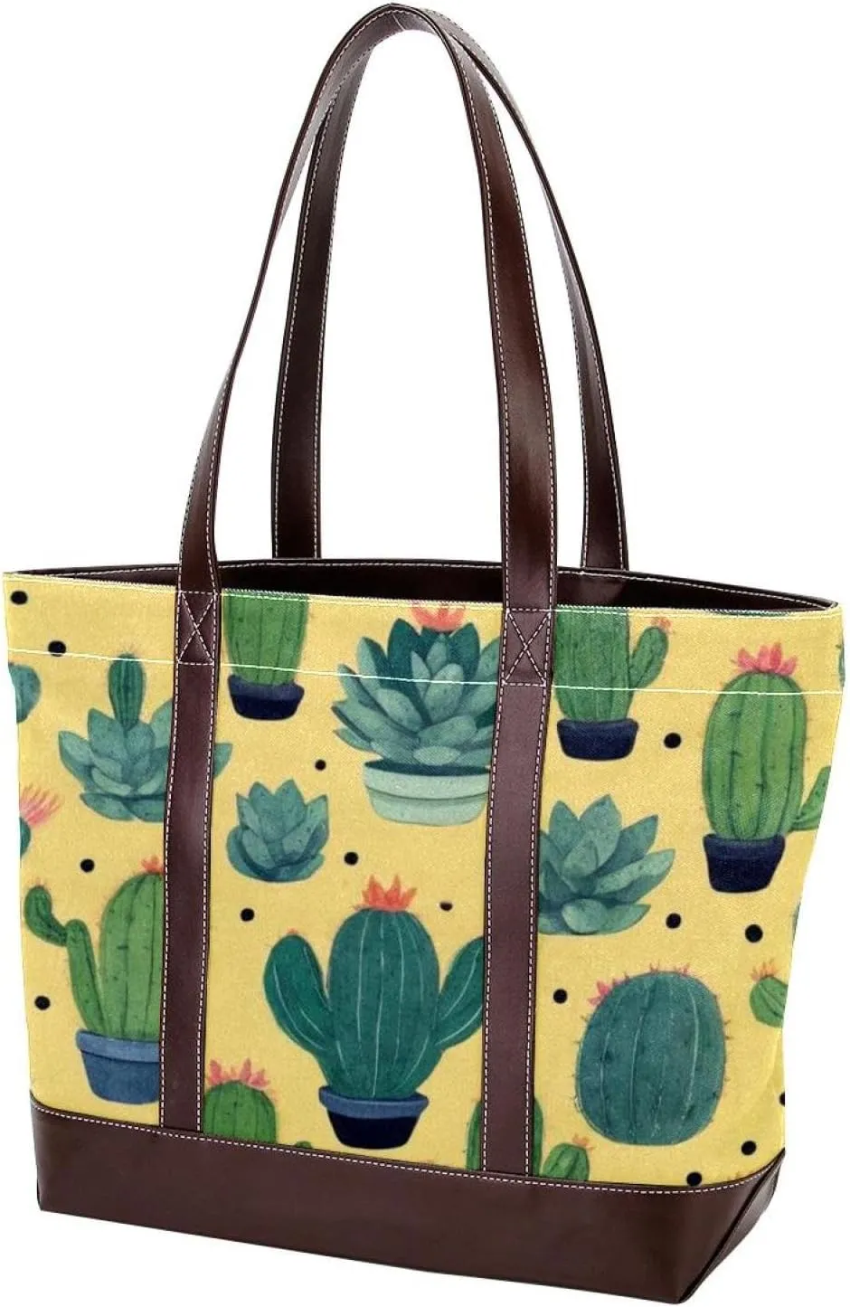 Artistic Cactus-565 Tote Bags Durable Leather Canvas Purses and Handbags for Women Top Handle Shoulder Satchel Hobo Bags