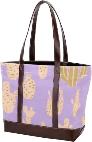 Artistic Cactus-610 Tote Bags Durable Leather Canvas Purses and Handbags for Women Top Handle Shoulder Satchel Hobo Bags