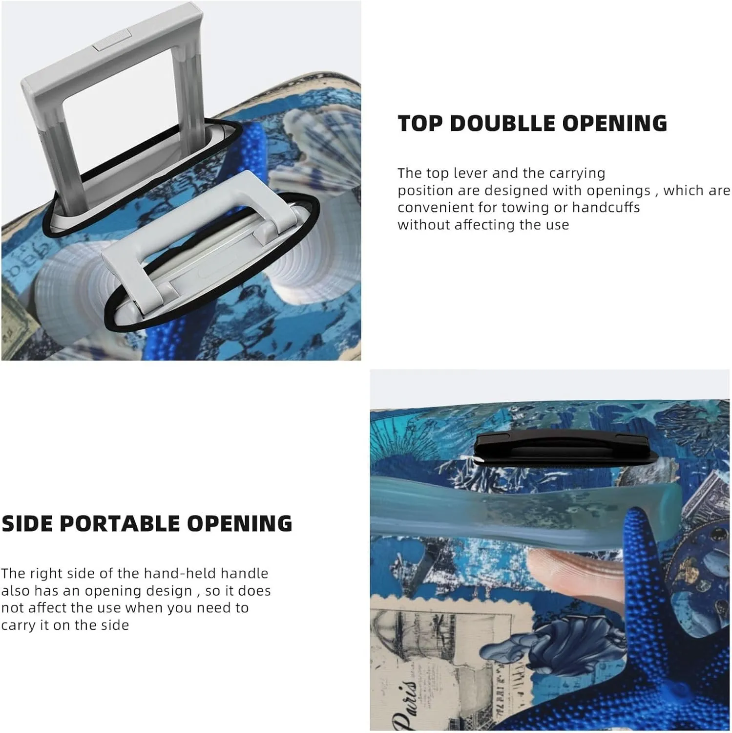 Artistic Collage Featuring Blue Starfish Coral Reefs Luggage Cover Suitcase Cover Protector Travel Suitcase Cover