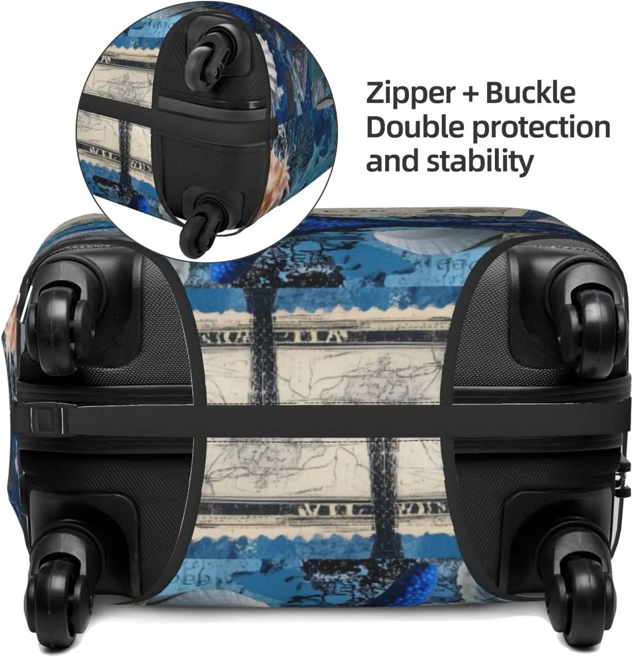 Artistic Collage Featuring Blue Starfish Coral Reefs Luggage Cover Suitcase Cover Protector Travel Suitcase Cover