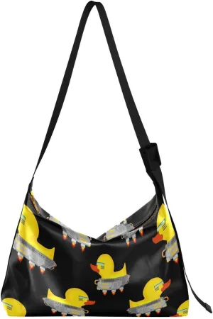 Artistic Lovely Yellow Duck Hobo Crossbody Bags for Women Leather Large Shoulder Bag Cross Body Robot Trendy Womens Tote Bags Handbag for Travel Shopping